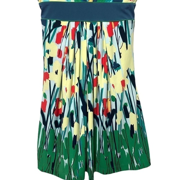 BCBG Max Azria Spring Garden Floral Sun Dress Empire Waist Tie Back - Picture 8 of 9